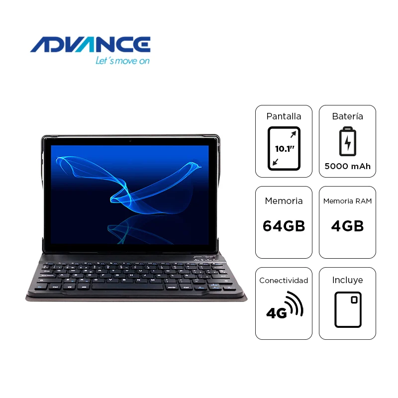 Tablet Advance SmartPad SP5706 Plus 10.1” 4G, 4GB RAM, 64GB + Teclado y Flip Cover – imagen 1