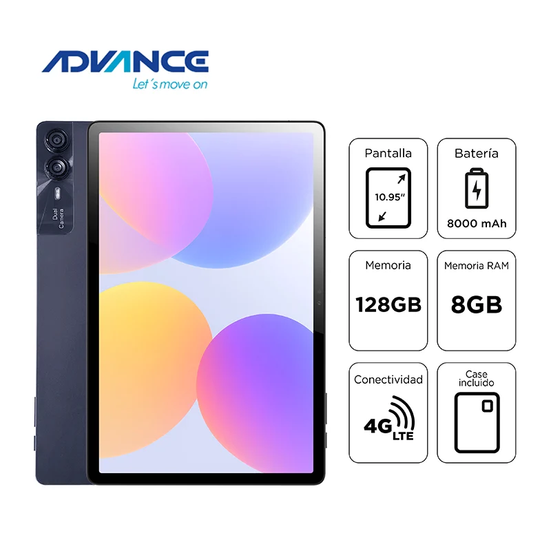 Tablet Advance NovaPad NP6070 10.95″, 8 GB RAM, 128 GB y 4G LTE – Plata – imagen 1